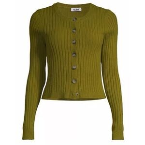 525 America Olive Green Ribbed Button-Up Cardigan